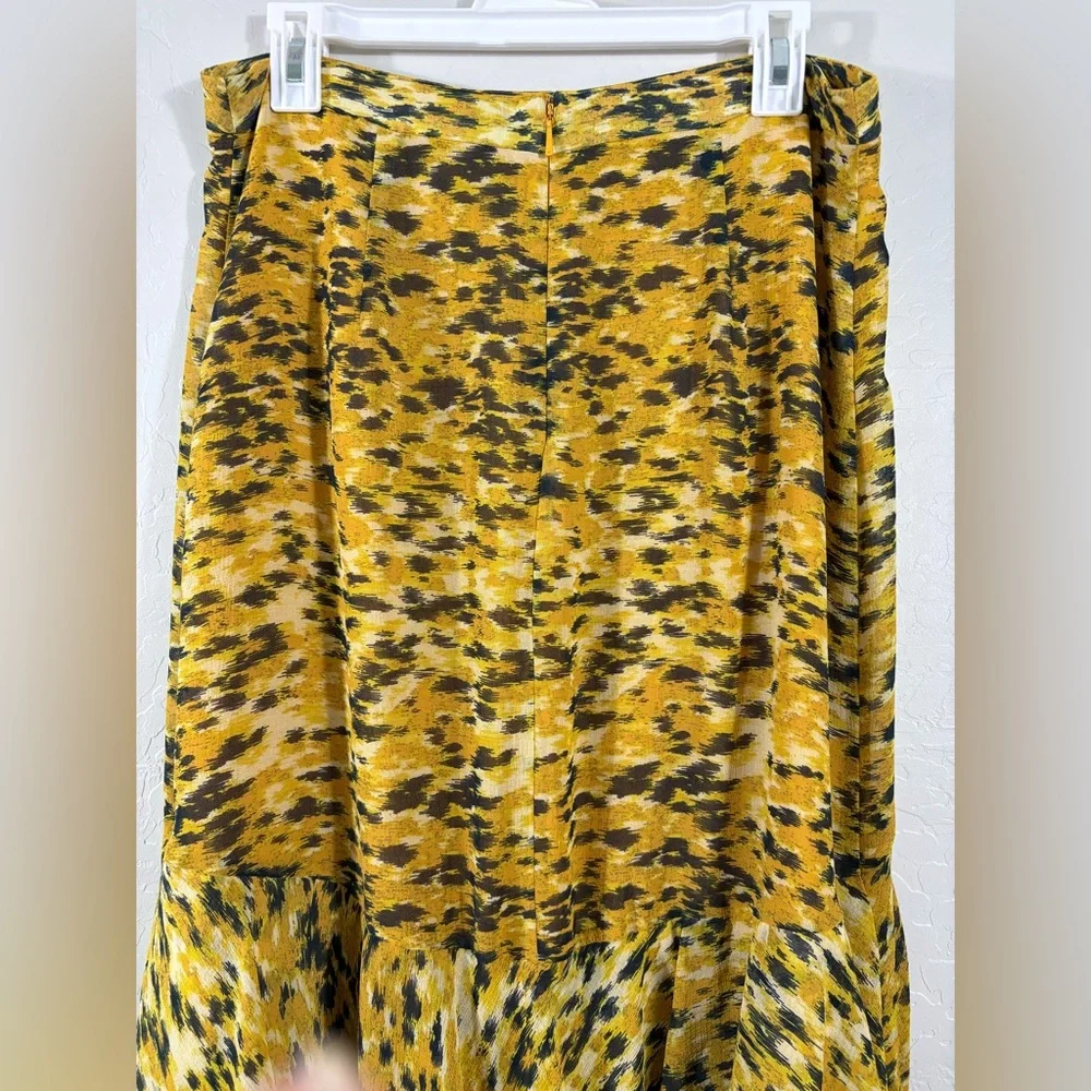 Whistles Midi Tiered‎ Skirt 10 Yellow Ikat Animal Midi Skirt